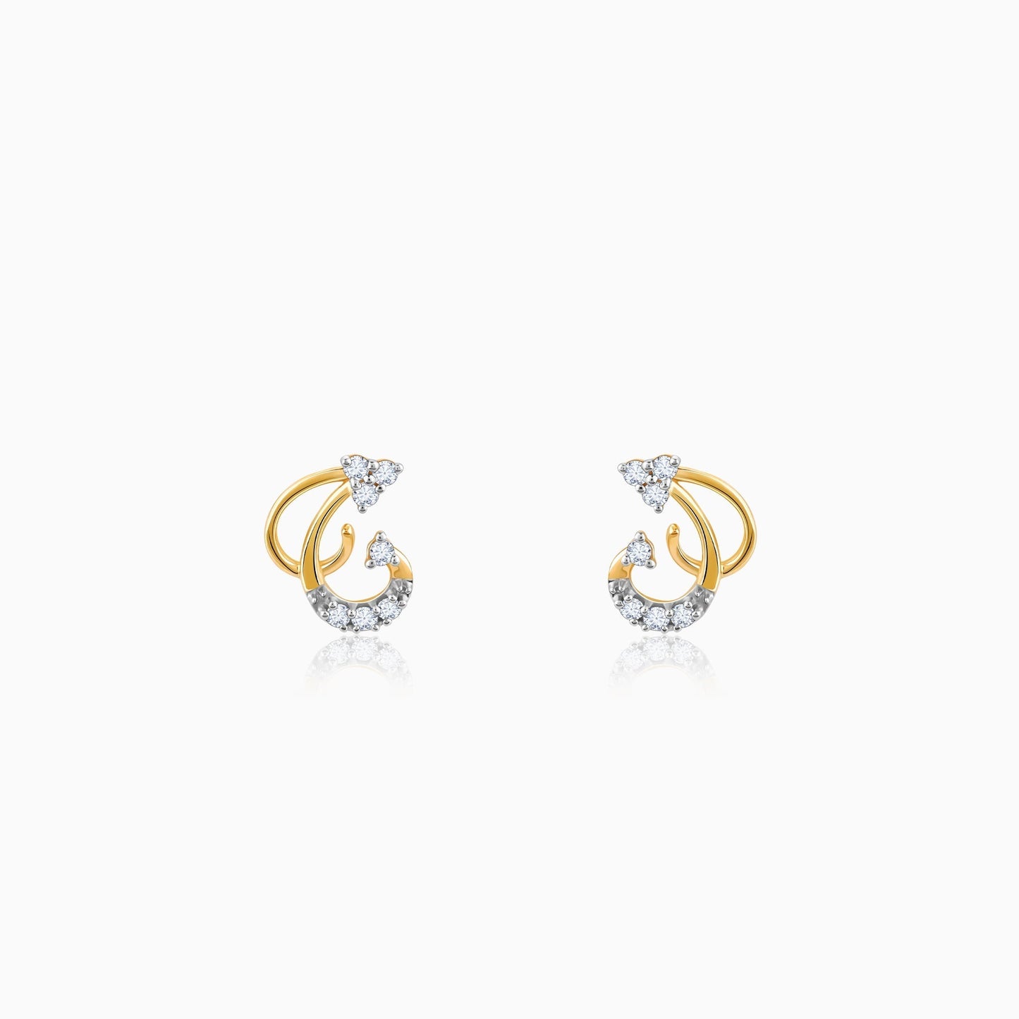 Gold Frilly Diamond Earrings