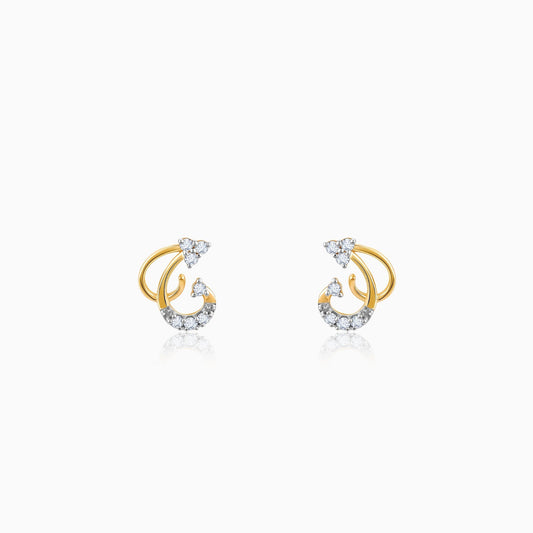 Gold Frilly Diamond Earrings