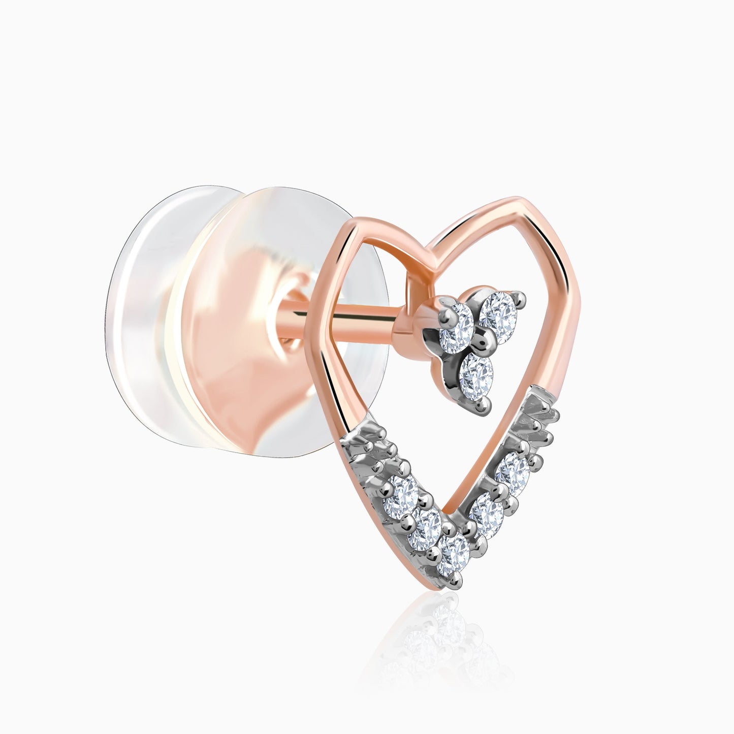 Rose Gold Heart Sculpt Diamond Earrings