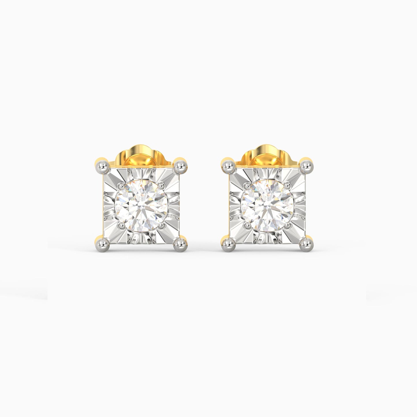 Gold Boxy Diamond Earrings