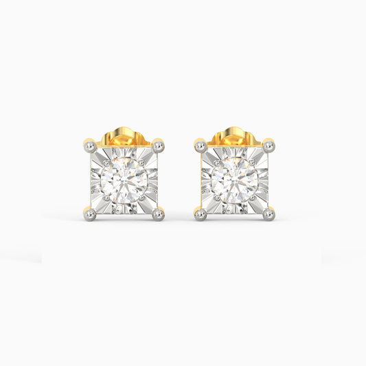 Gold Boxy Diamond Earrings