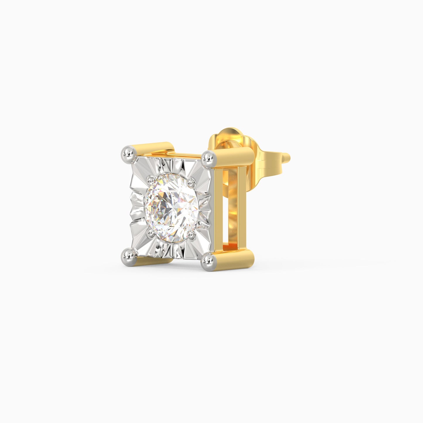 Gold Boxy Diamond Earrings