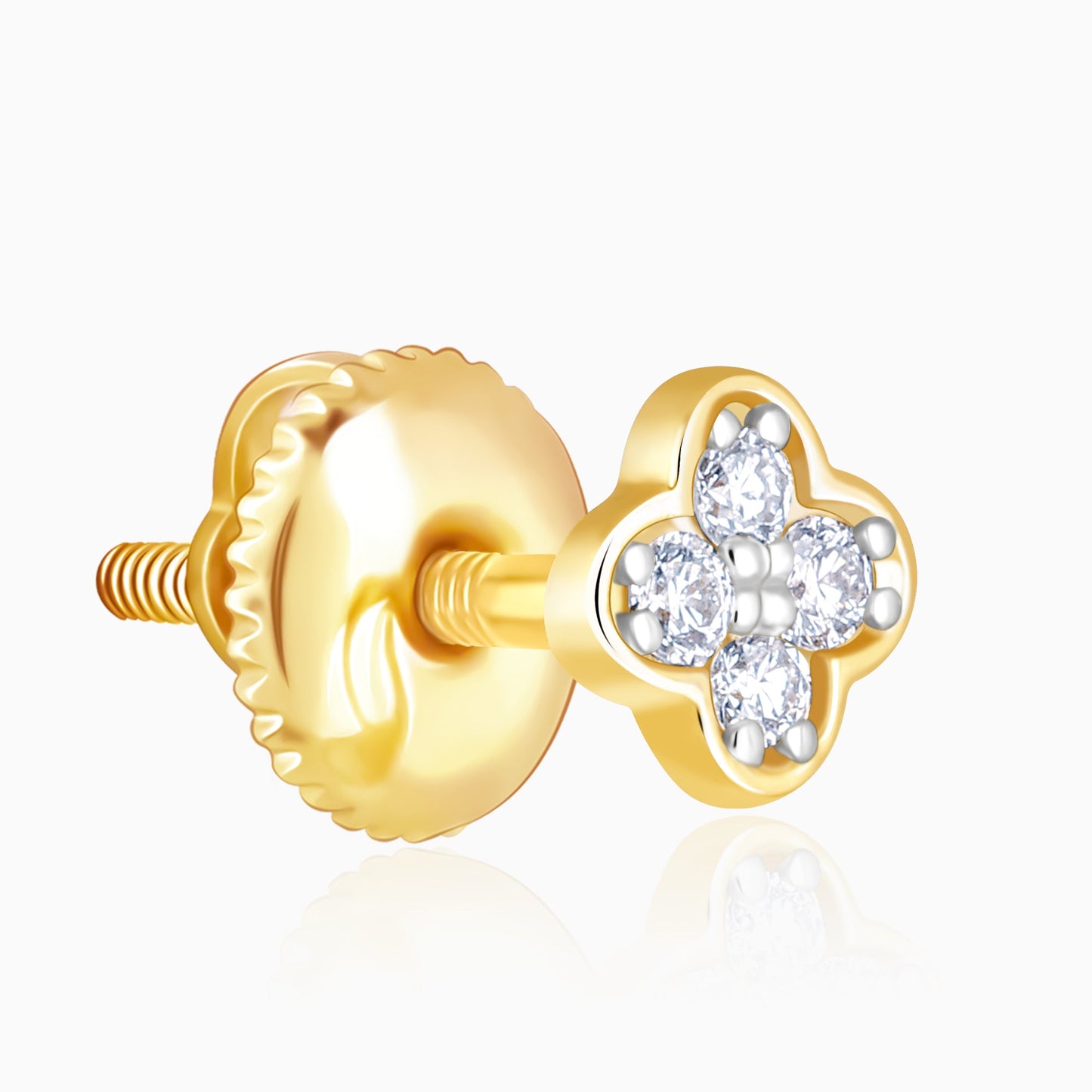 Gold Minimal Lobe Diamond Earrings