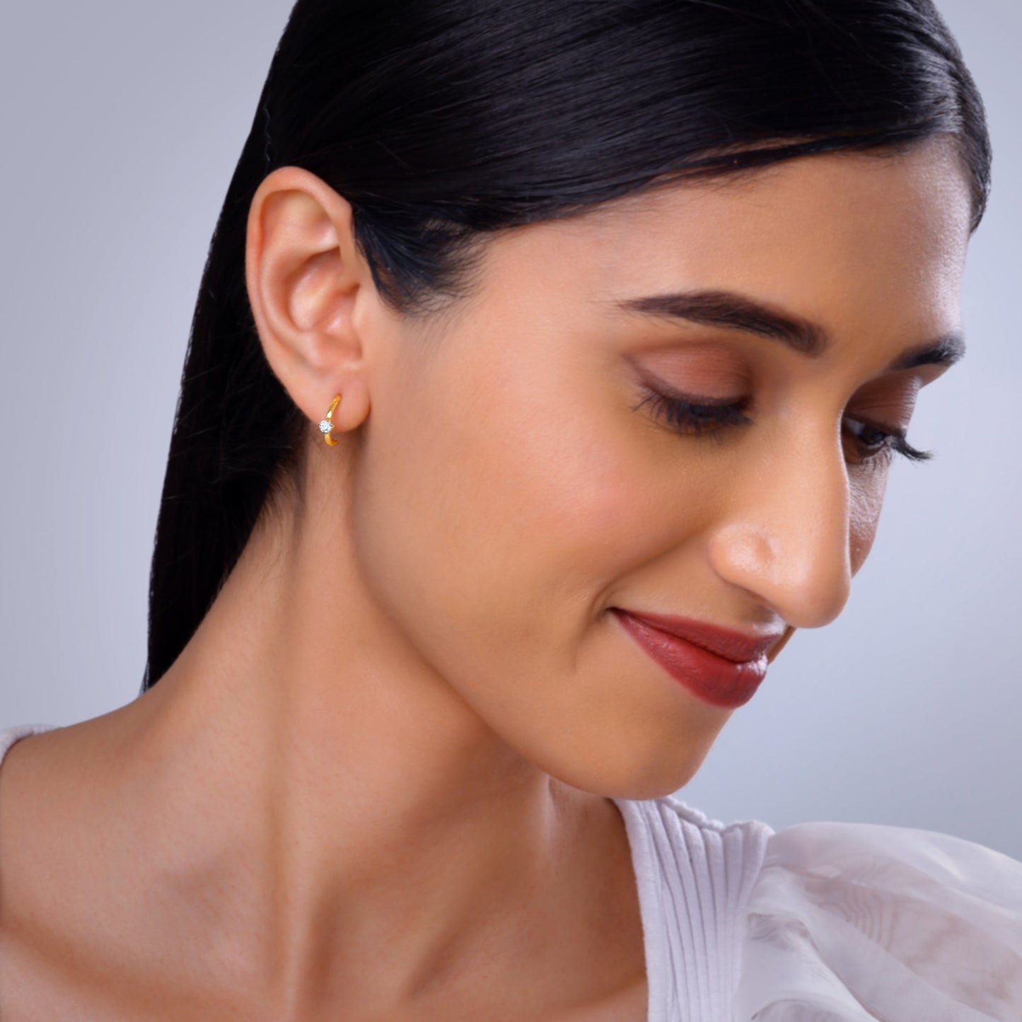 Gold Embrace Diamond J-Hoop Earrings