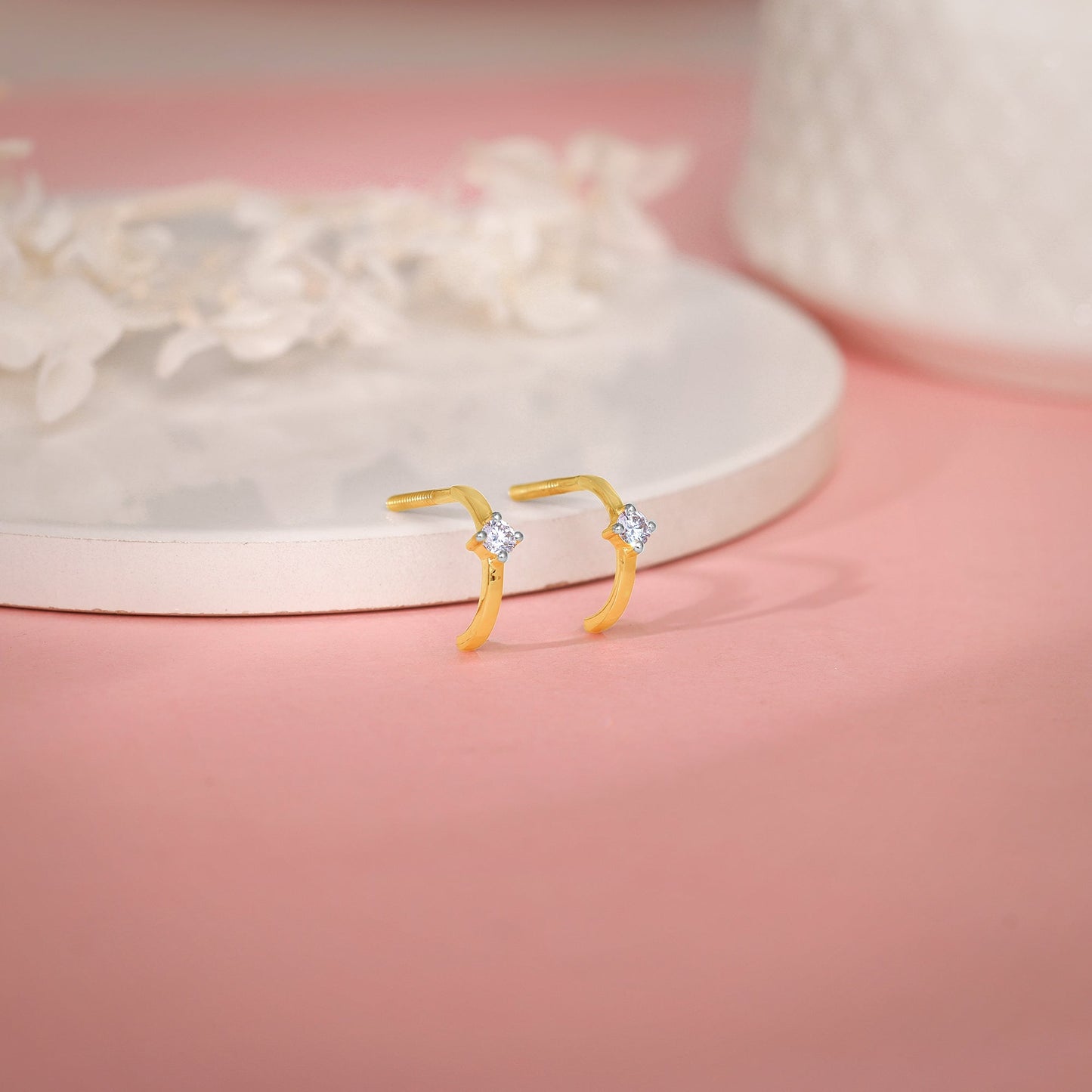 Gold Embrace Diamond J-Hoop Earrings