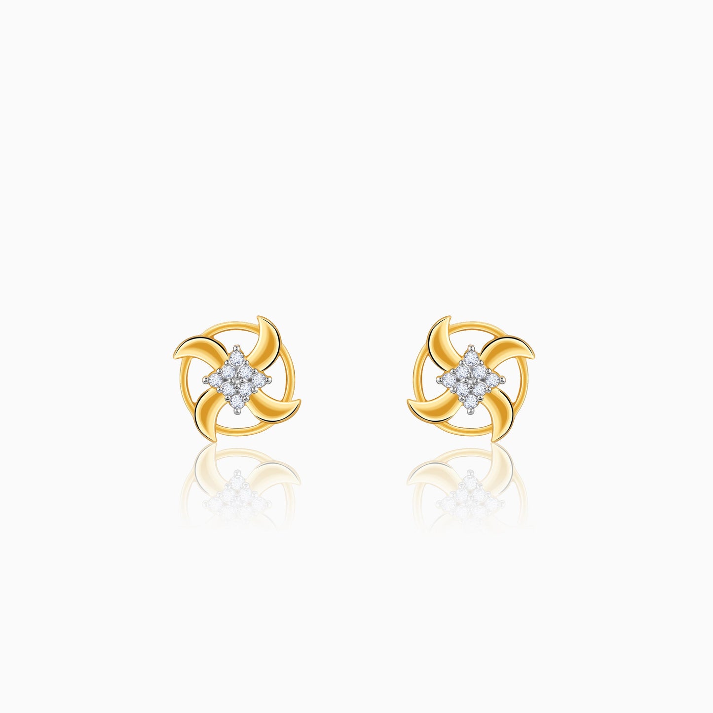 Gold Joy Whirl Diamond Earrings