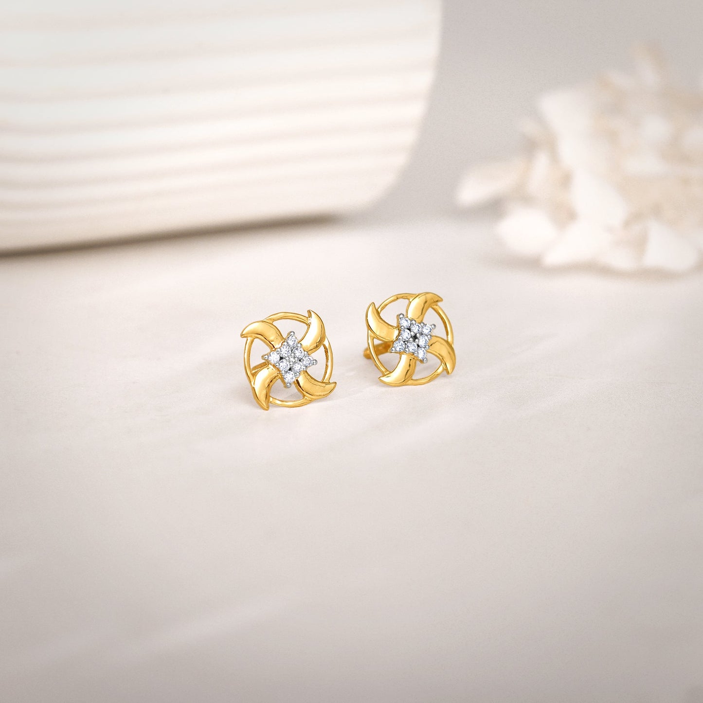 Gold Joy Whirl Diamond Earrings
