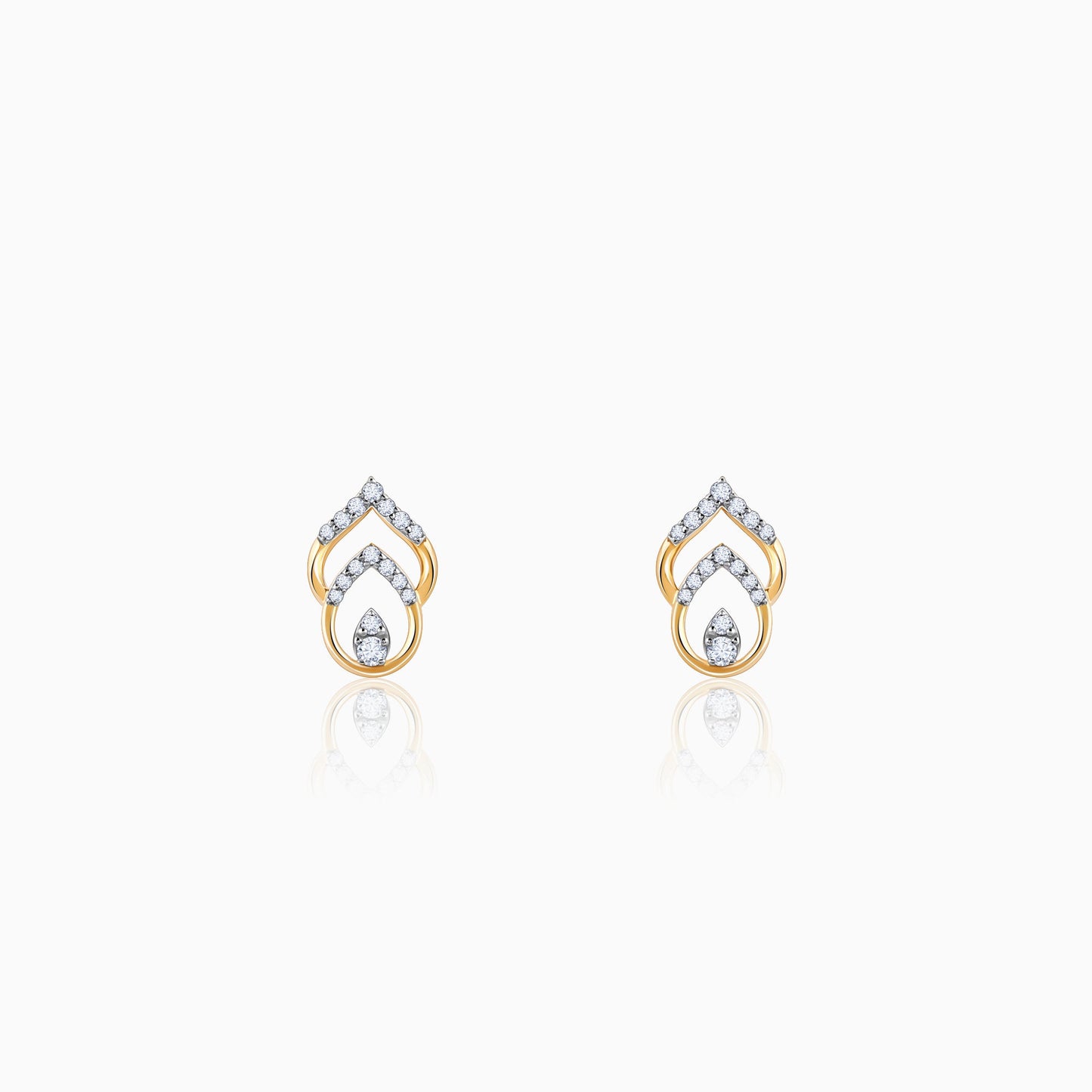 Gold Leafy Elegance Diamond Earrings