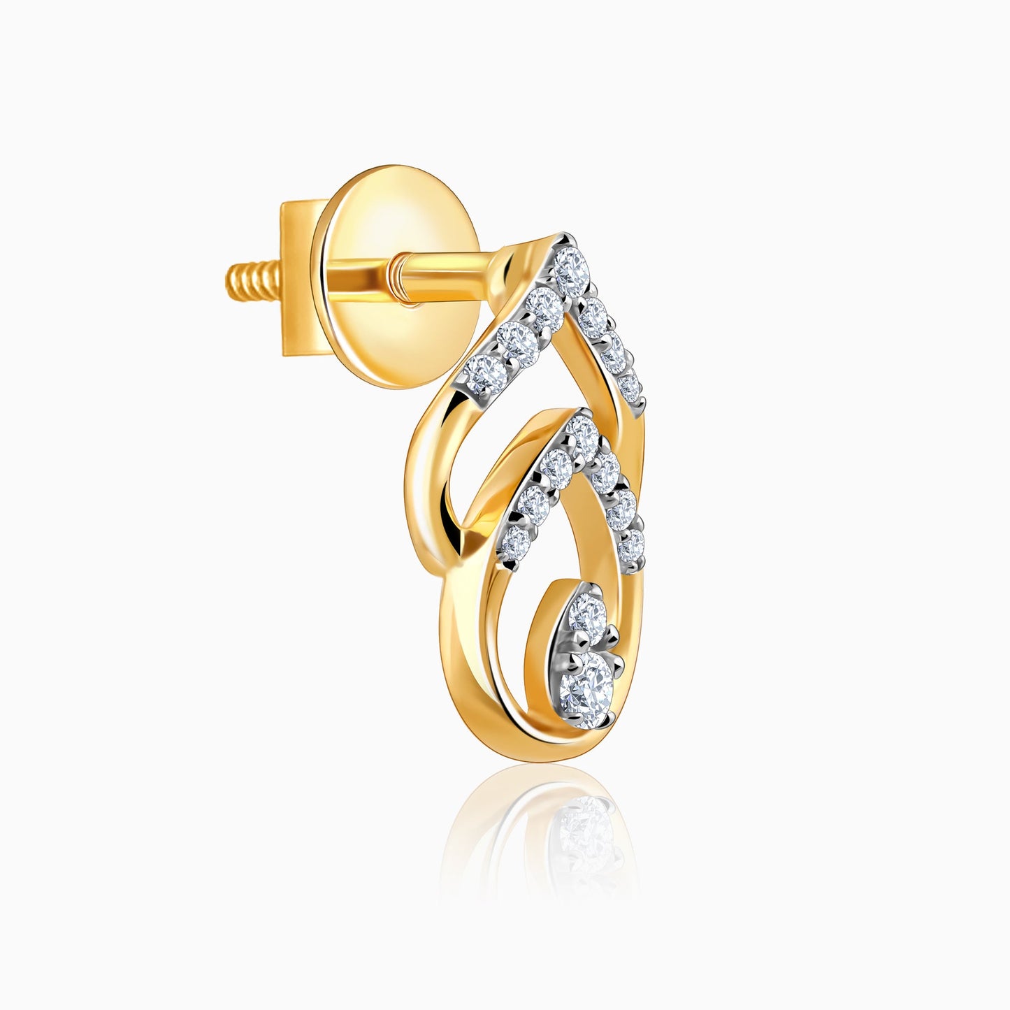 Gold Leafy Elegance Diamond Earrings