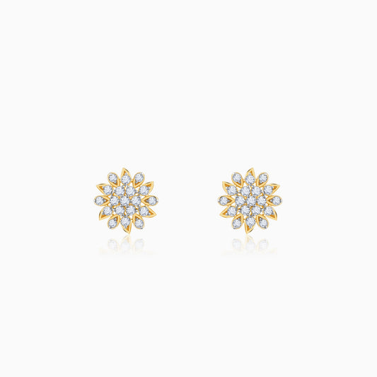Gold Radiant Blossom Diamond Earrings