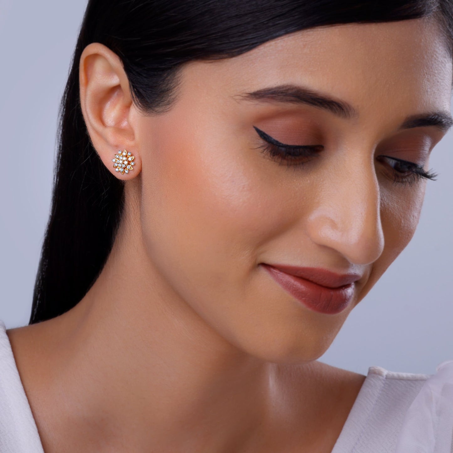 Gold Radiant Blossom Diamond Earrings