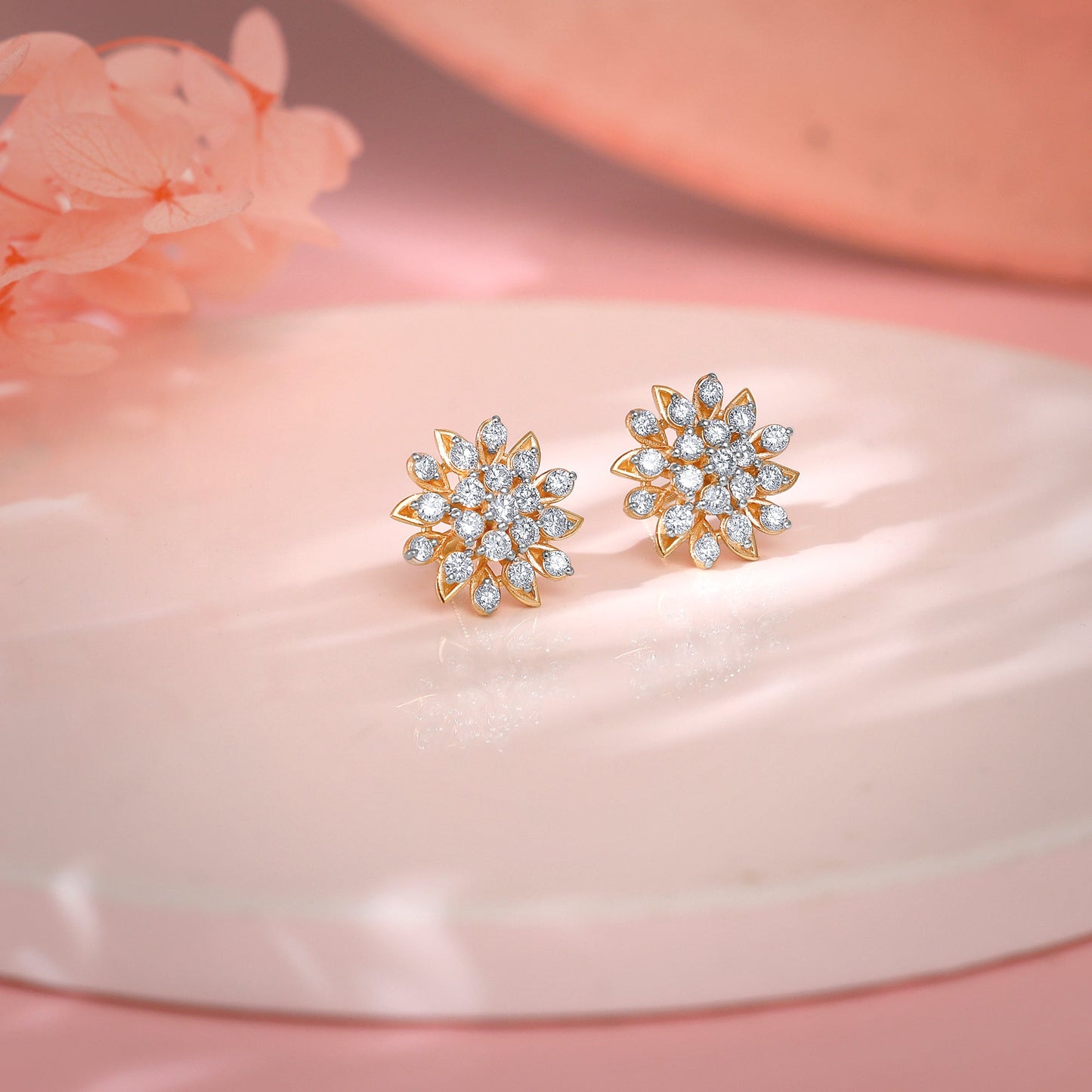 Gold Radiant Blossom Diamond Earrings