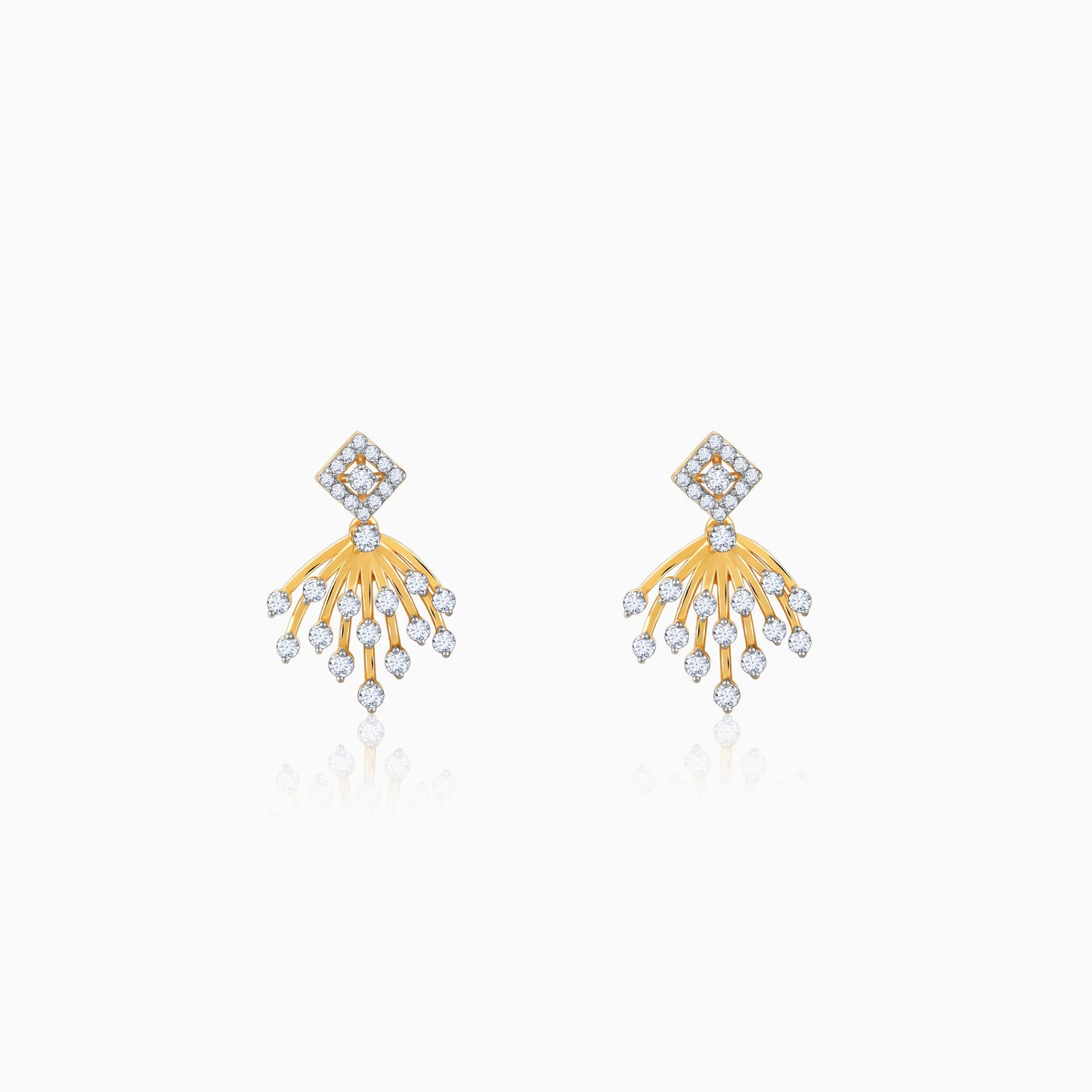 Gold Sparkling Arc Diamond Earrings