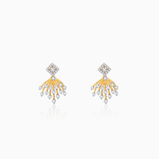 Gold Sparkling Arc Diamond Earrings