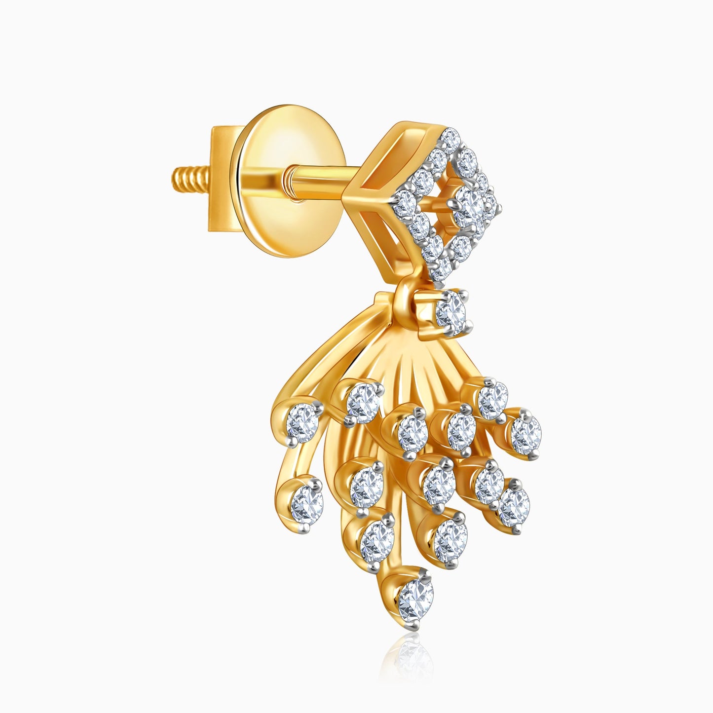 Gold Sparkling Arc Diamond Earrings