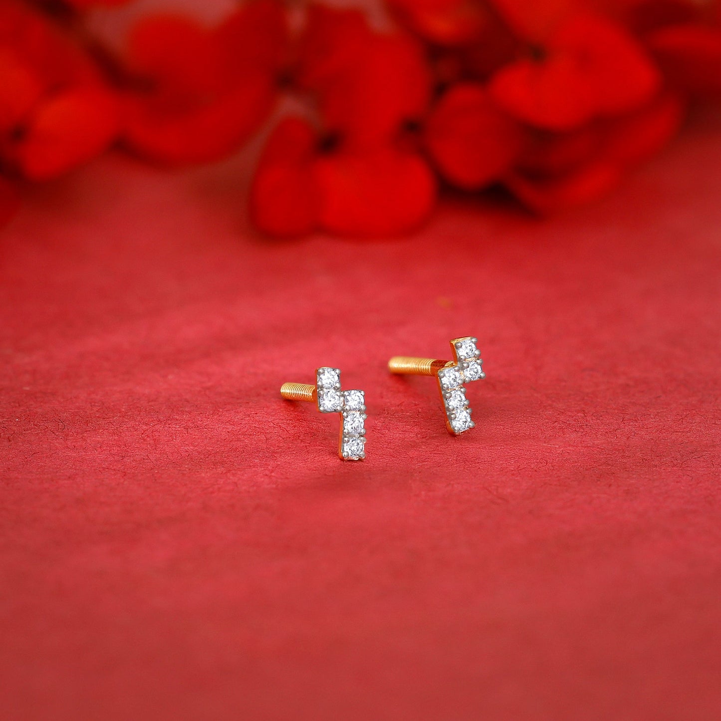 Gold Bolt Diamond Earrings