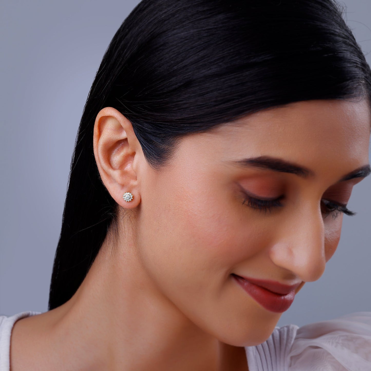 Gold Daisy Diamond Earrings