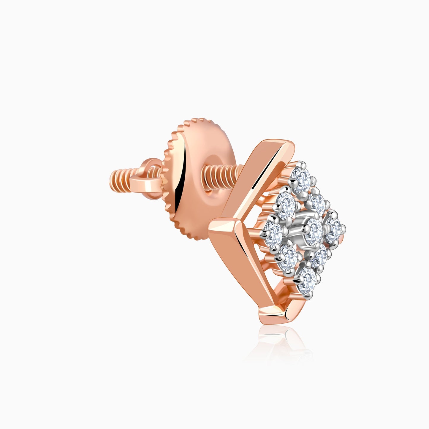 Rose Gold Sparkling Square Diamond Earrings