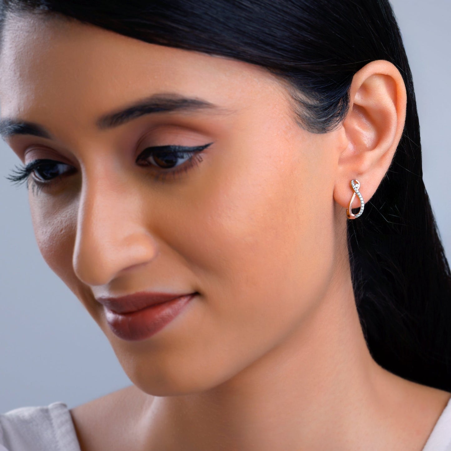 Rose Gold Artemis J-hoop Diamond Earrings