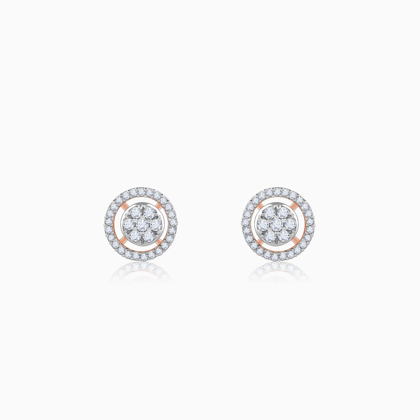 Rose Gold Poise Halo Diamond Earrings