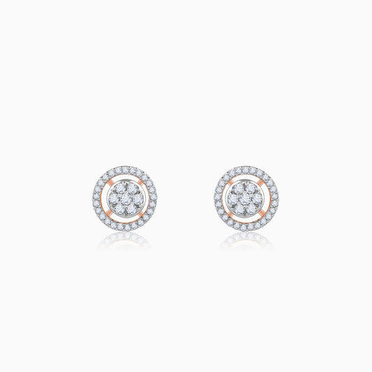 Rose Gold Poise Halo Diamond Earrings
