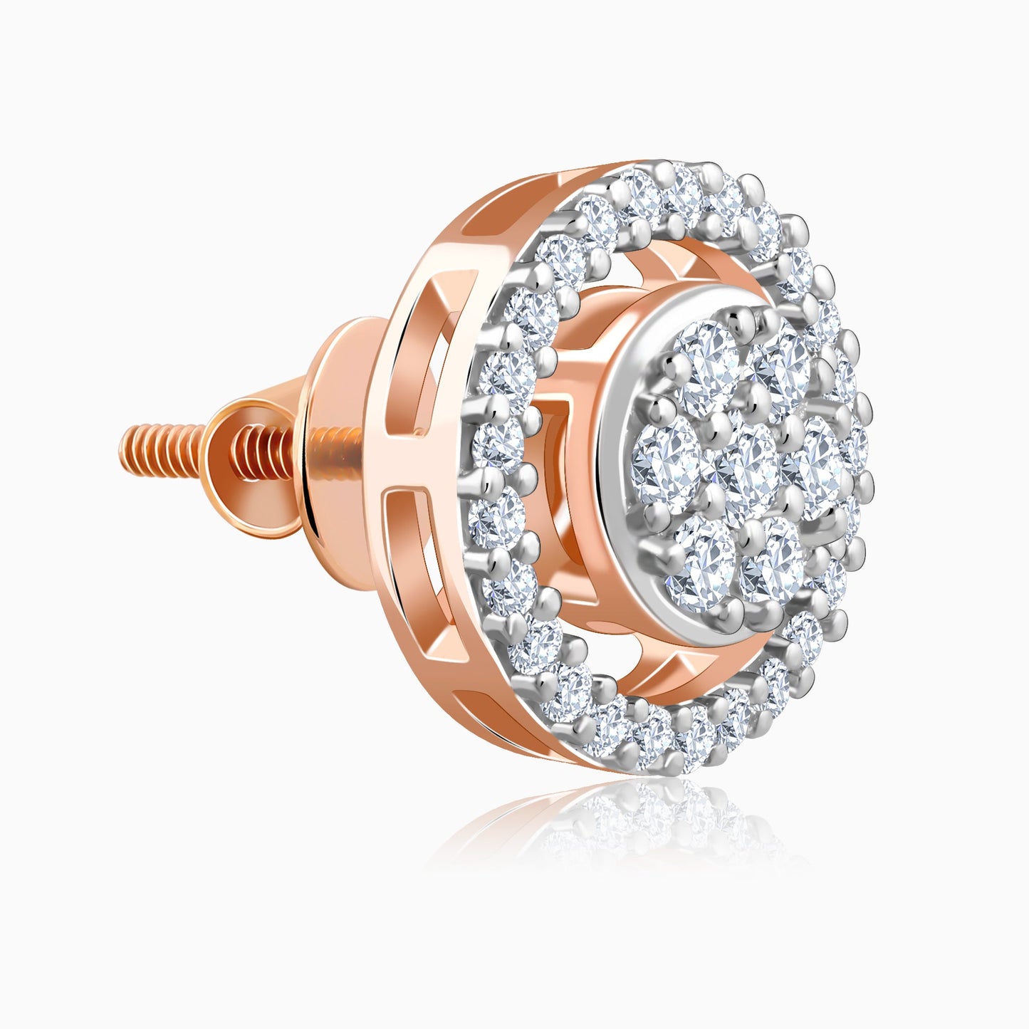 Rose Gold Poise Halo Diamond Earrings