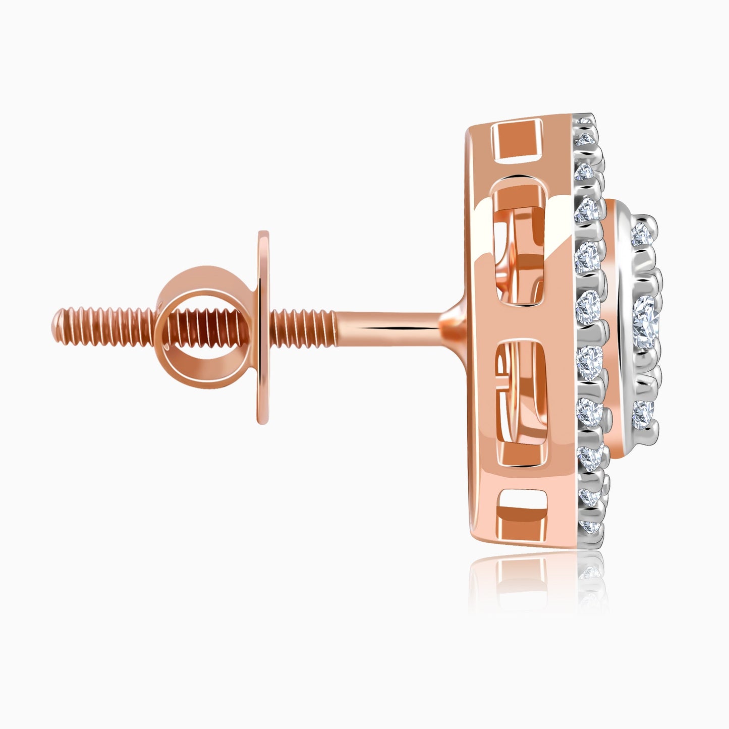 Rose Gold Poise Halo Diamond Earrings