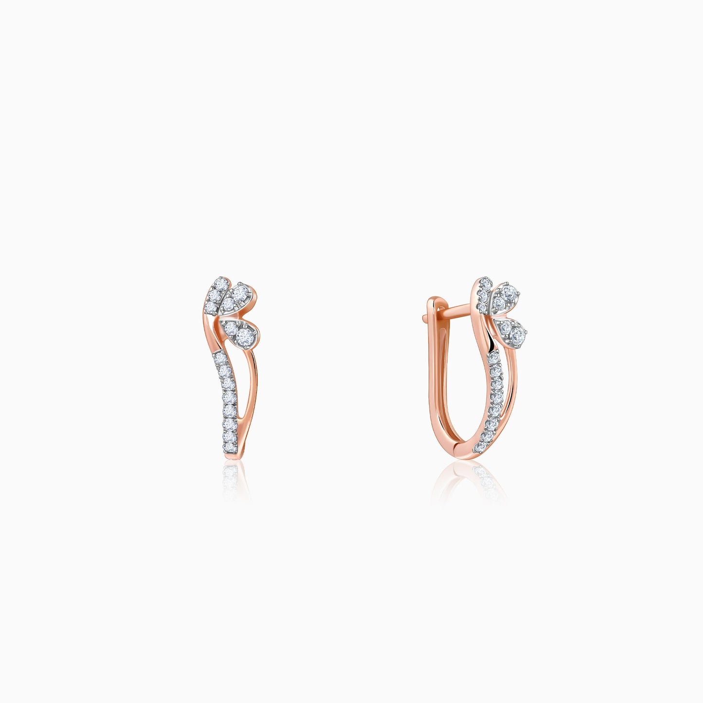 Rose Gold Flowery Diamond Earrings