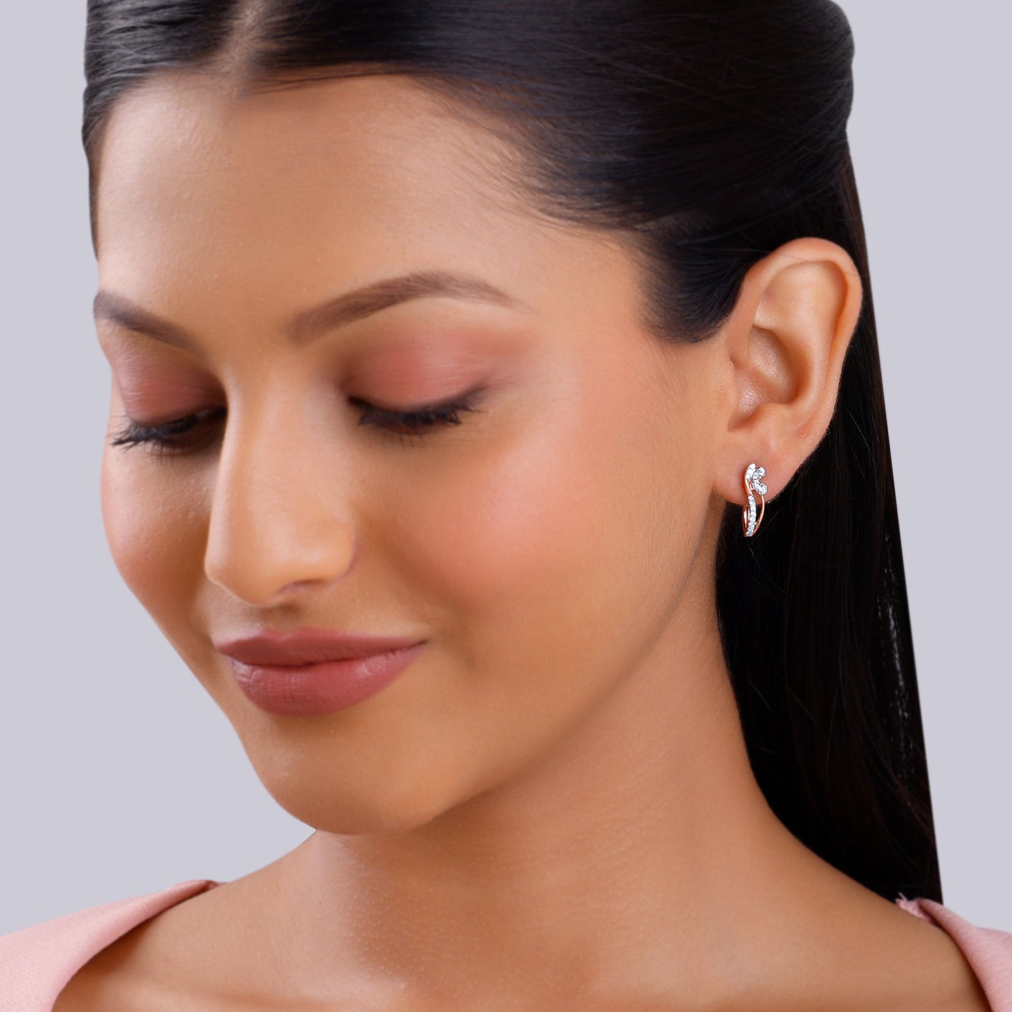 Rose Gold Flowery Diamond Earrings