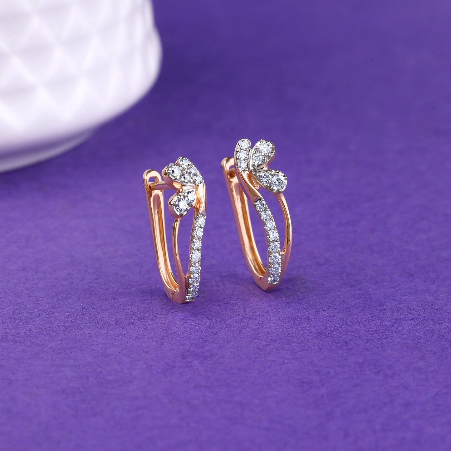 Rose Gold Flowery Diamond Earrings