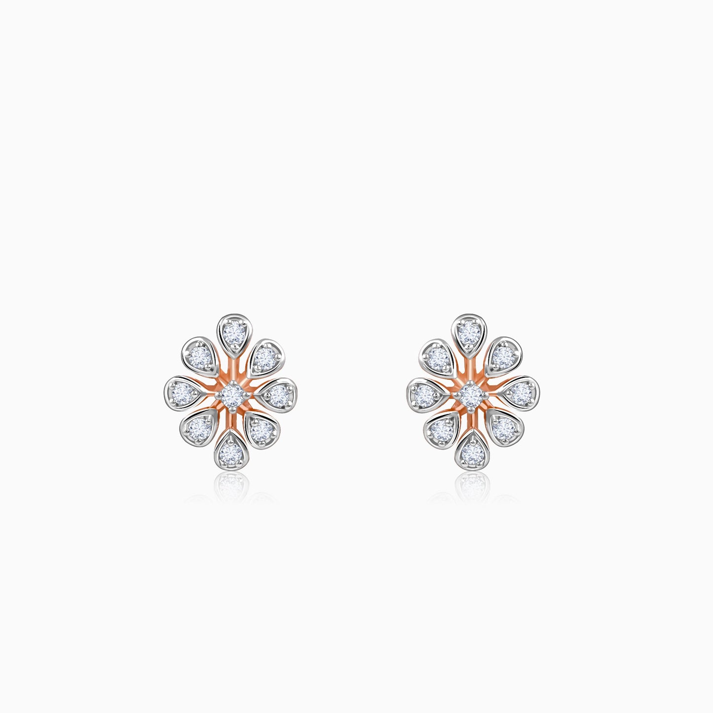 Rose Gold Twinkling Petals Diamond Earrings