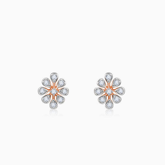 Rose Gold Twinkling Petals Diamond Earrings