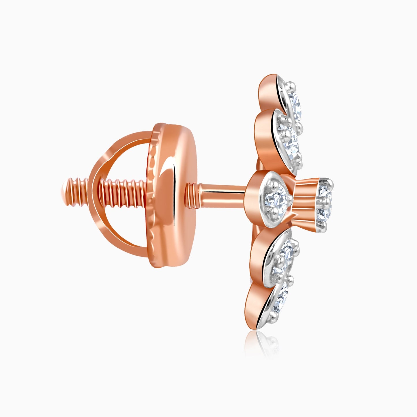 Rose Gold Twinkling Petals Diamond Earrings