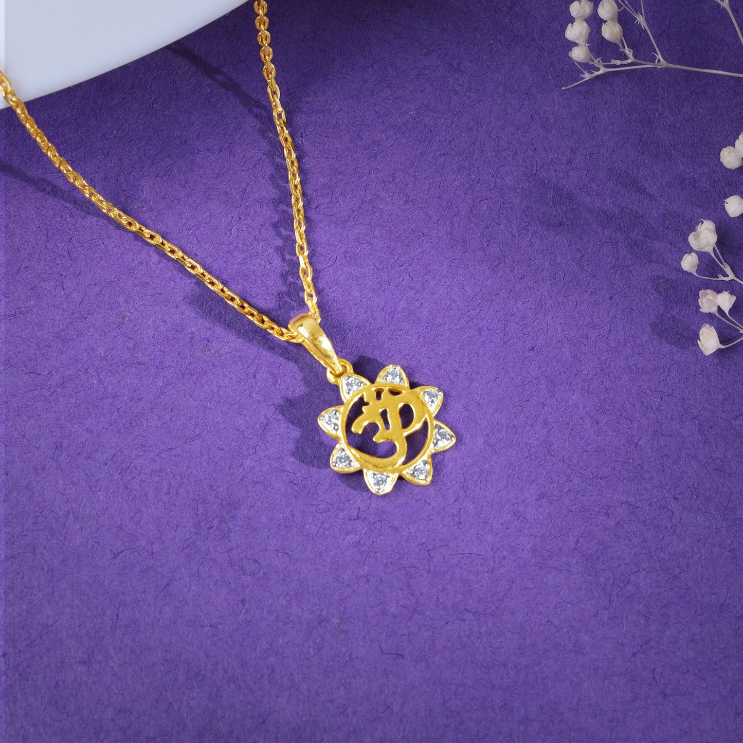 Gold Radiant Om Diamond Pendant