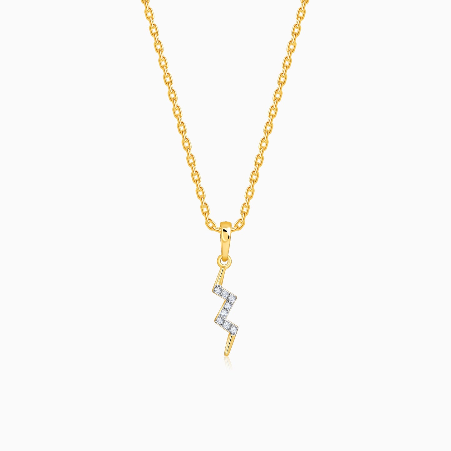 Gold Thunderbolt Diamond Pendant