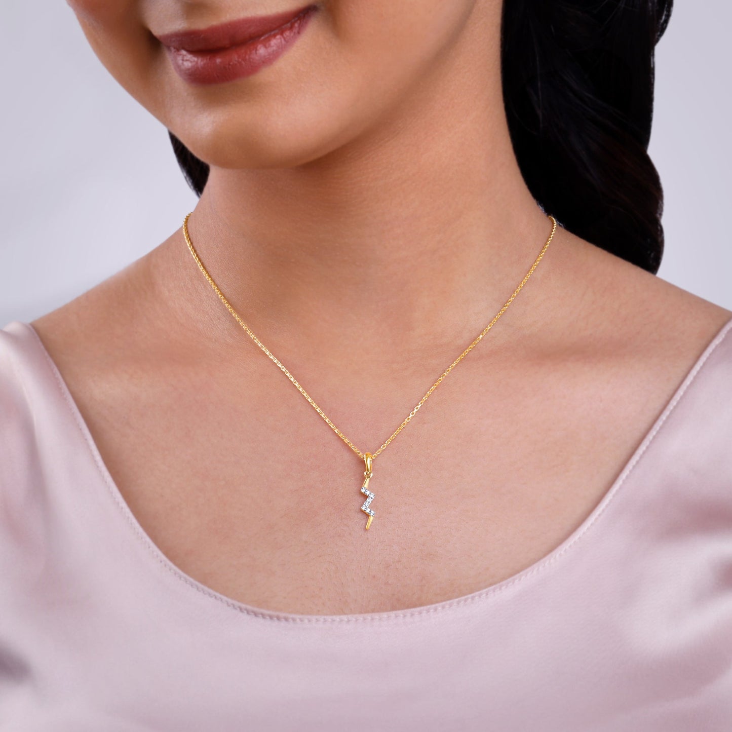Gold Thunderbolt Diamond Pendant