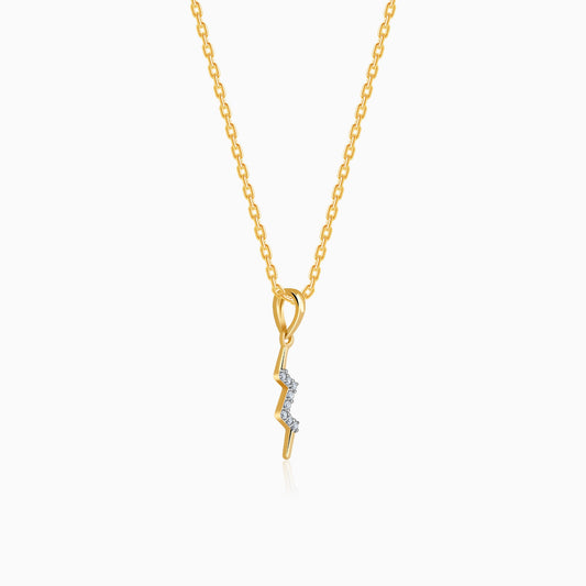 Gold Thunderbolt Diamond Pendant
