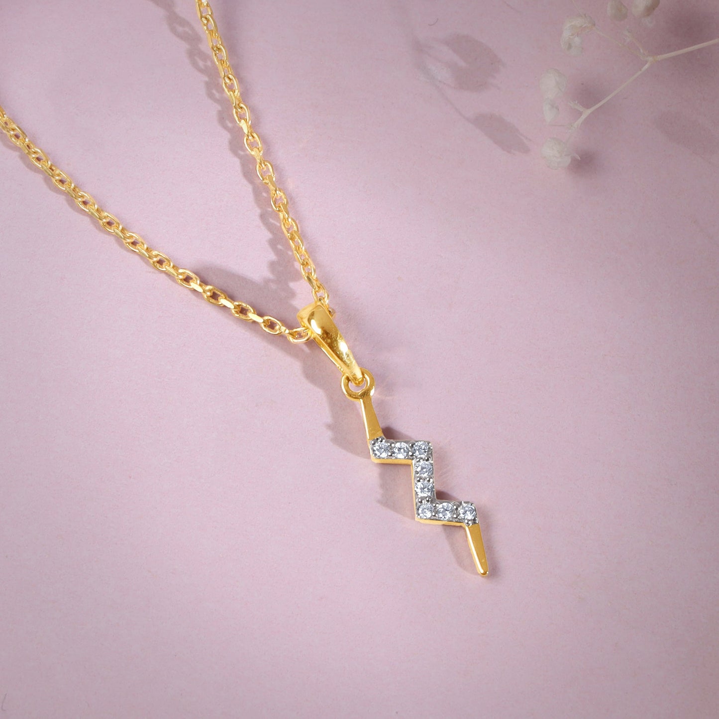 Gold Thunderbolt Diamond Pendant