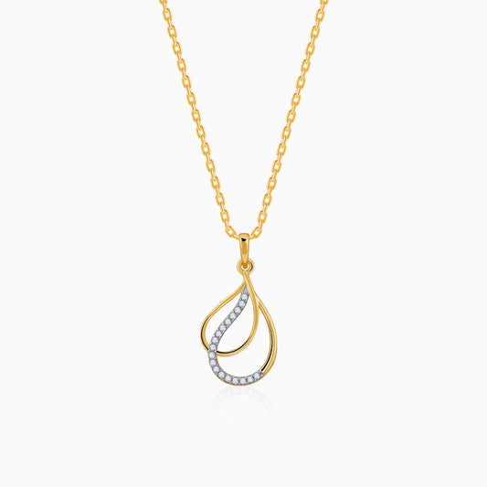 Gold Dual Dewdrop Diamond Pendant