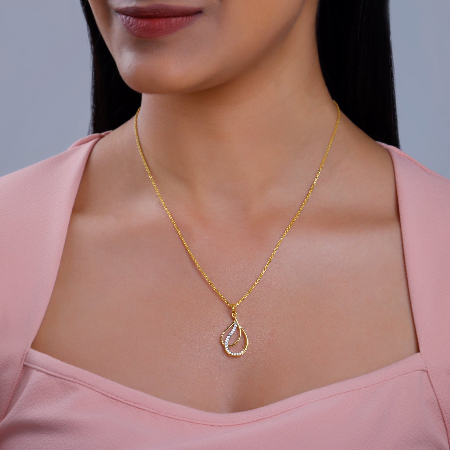 Gold Dual Dewdrop Diamond Pendant