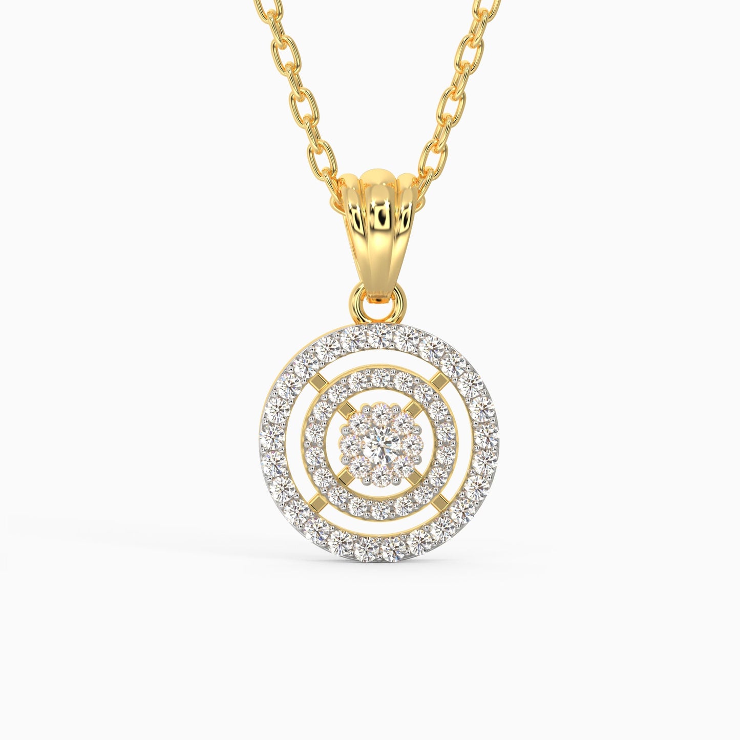 Gold Enchanting Moon Diamond Pendant