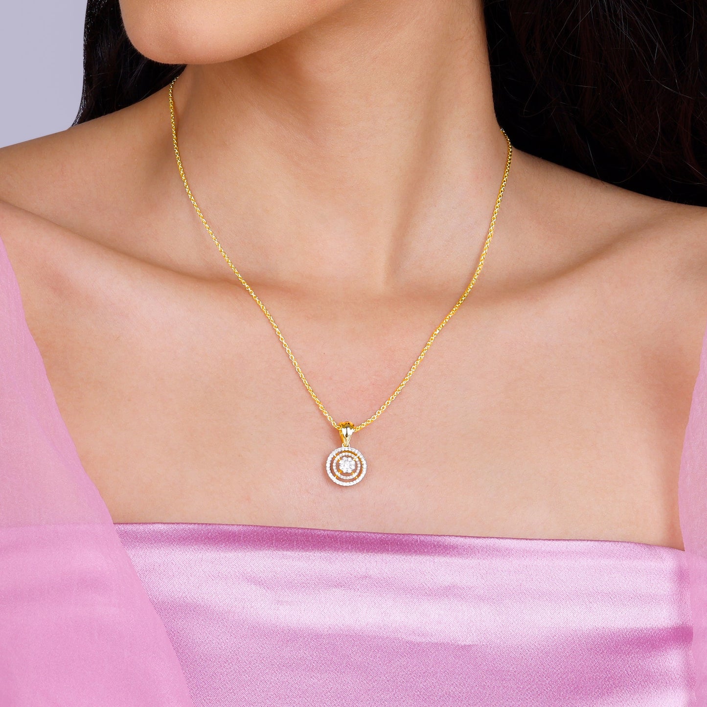 Gold Enchanting Moon Diamond Pendant