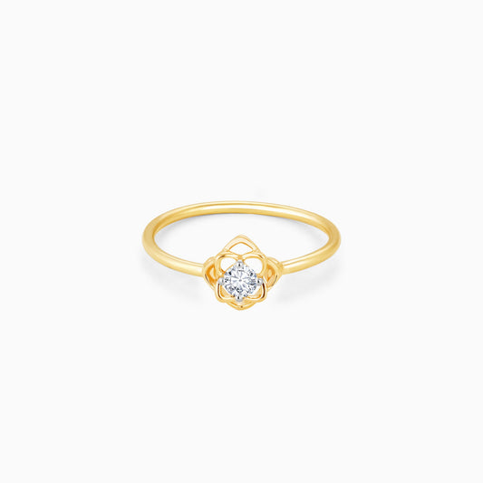 Gold Floral Solitaire Diamond Ring