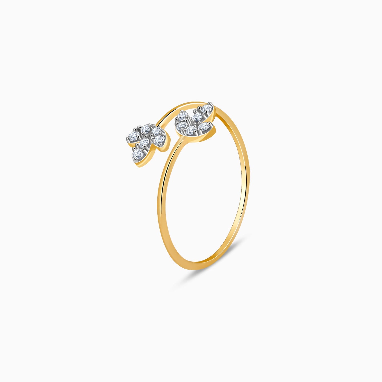 Gold Leafy Splendor Diamond Open Ring
