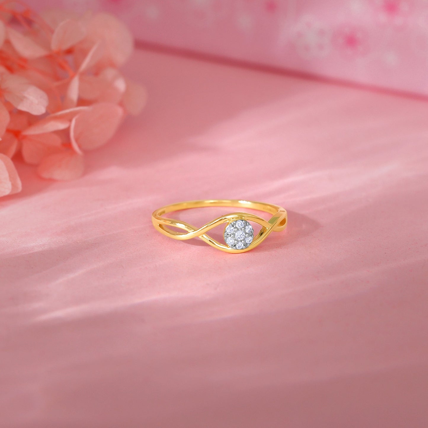 Gold Embraced By Love Diamond Ring
