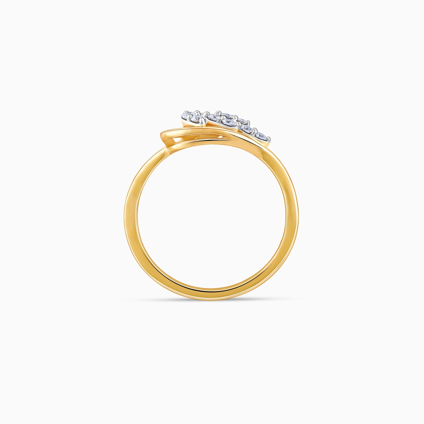 Gold Sparkling Leaf Diamond Ring