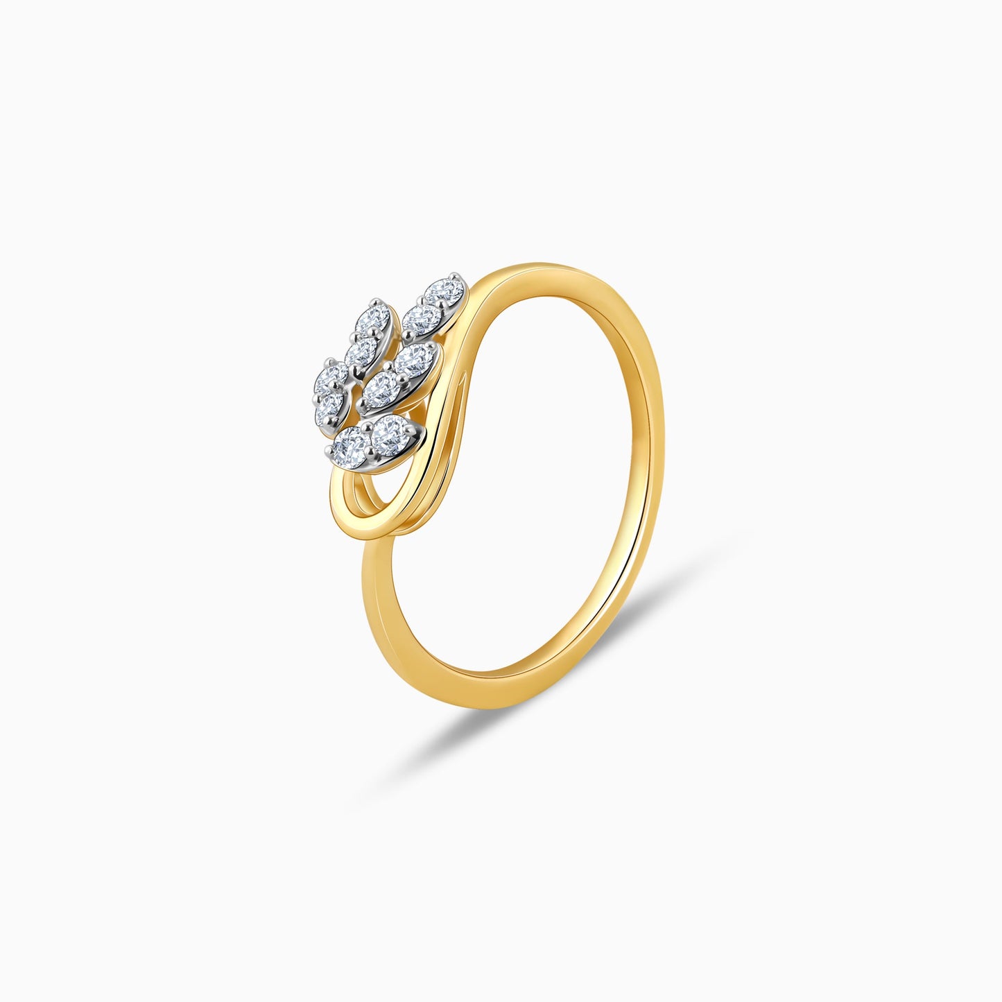 Gold Sparkling Leaf Diamond Ring