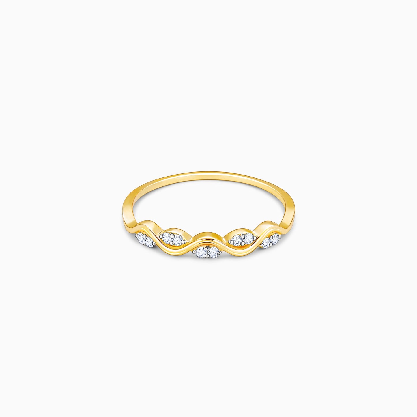 Gold Majestic Curves Diamond Ring