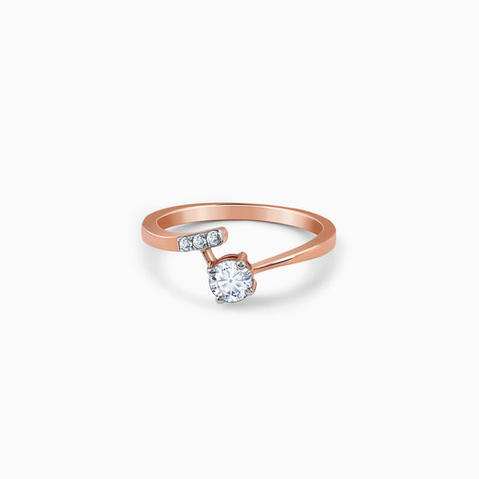Rose Gold Linked in Love Solitaire Diamond Ring
