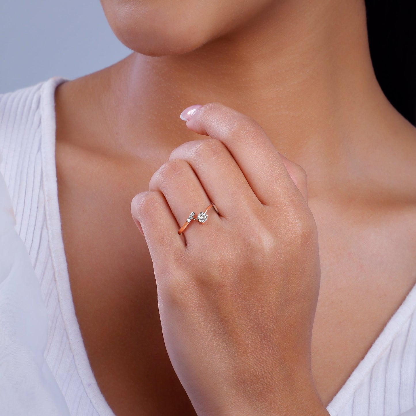 Rose Gold Linked in Love Solitaire Diamond Ring